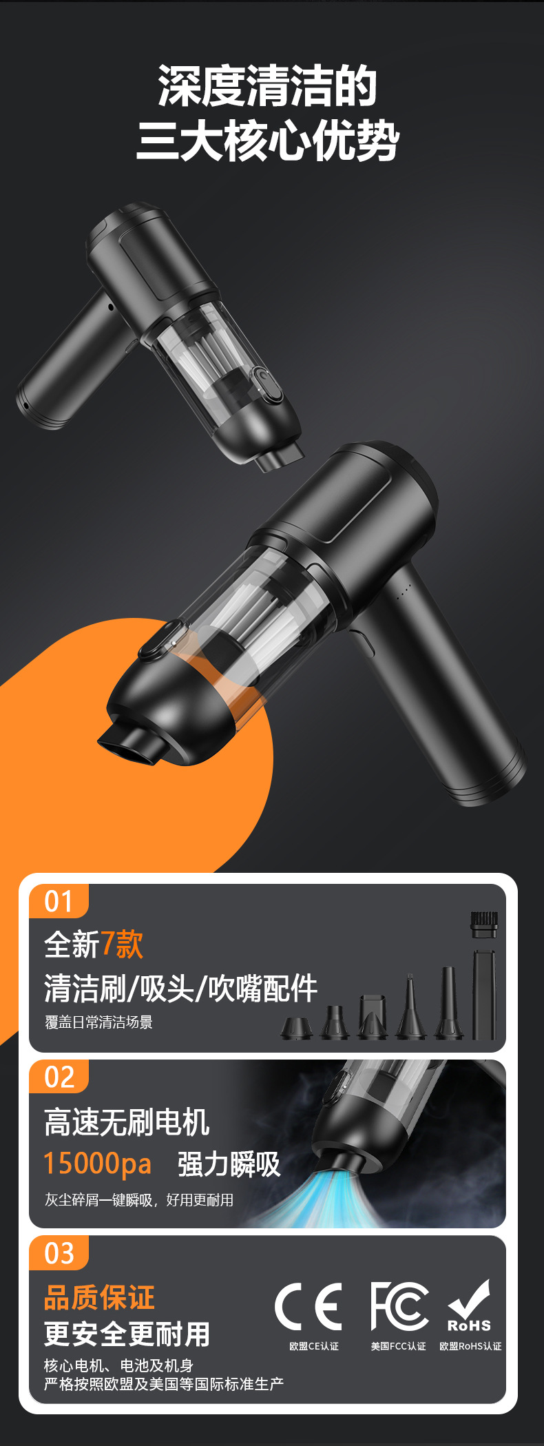Cross-Border New Popular Car Vacuum Cleaner, Handheld Small Wireless Dust Blower, Portable High-Suction Dust Remover Wholesale
