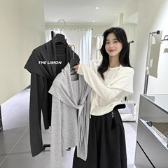 【高品质订货】维堡书店｜宽松气质圆领针织小坎肩针织衫(配披肩)