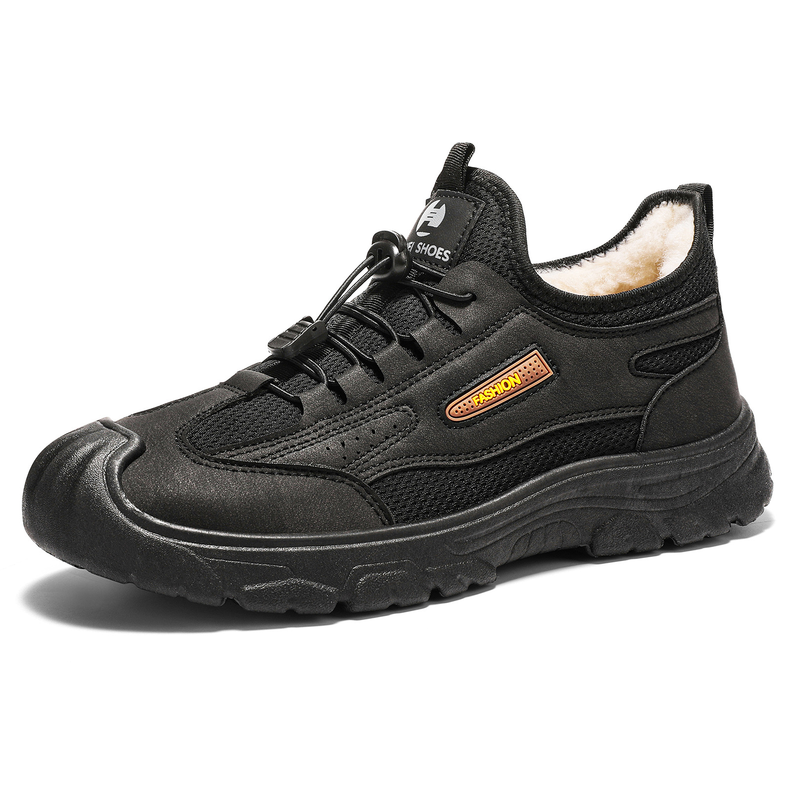 Zapatos de algodón para hombres, botas de algodón para hombres de tamaño grande, botas de cuero cálidas con botas de algodón gruesas, botas de nieve cómodas a prueba de frío.