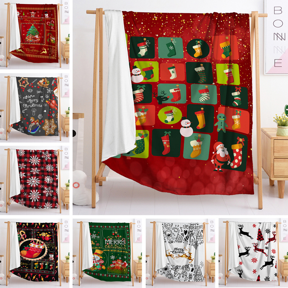 紅色圣誕節毯子亞馬遜eBay跨境法蘭絨毛毯水晶絨外貿蓋毯春秋批發