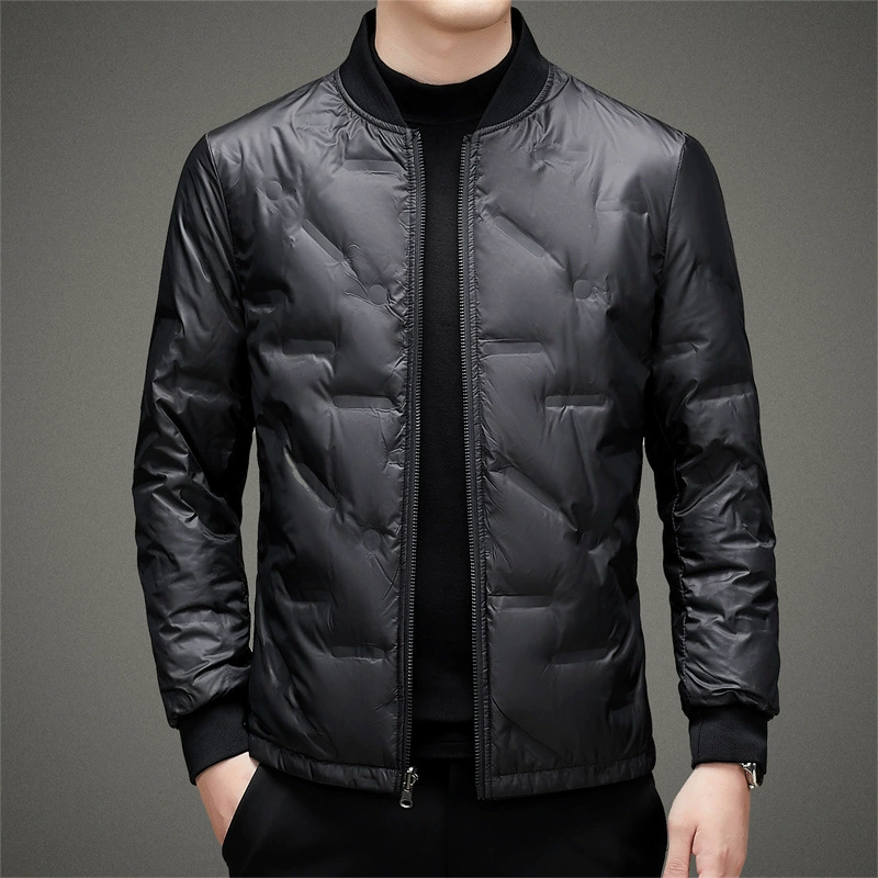 Demi-season liner with down, down jacket, genuine leather