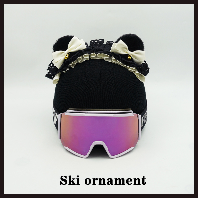Universal Helmet Cover Snowboard Skiing Decoration White Lace Bear Hairband (Auto Parts and Accessories) - white-lace-bear-hairband-helmet-cover-only