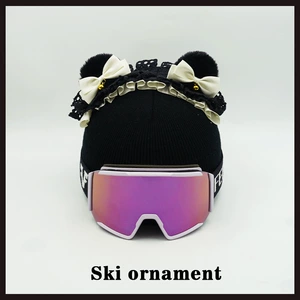 Helmet Cover Snowboard Skiing Decoration White Lace Bear Hairband