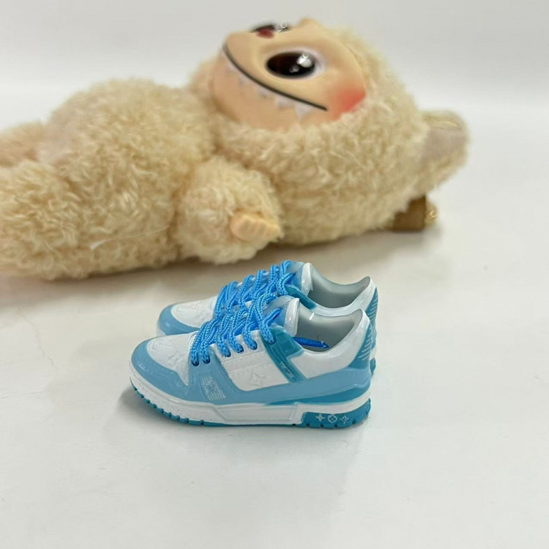 LABUBU Zapatos Rabu Ropa de bebé 17cm felpa vinilo bolso de muñeca colgante para zapatos desnudos caja ciega