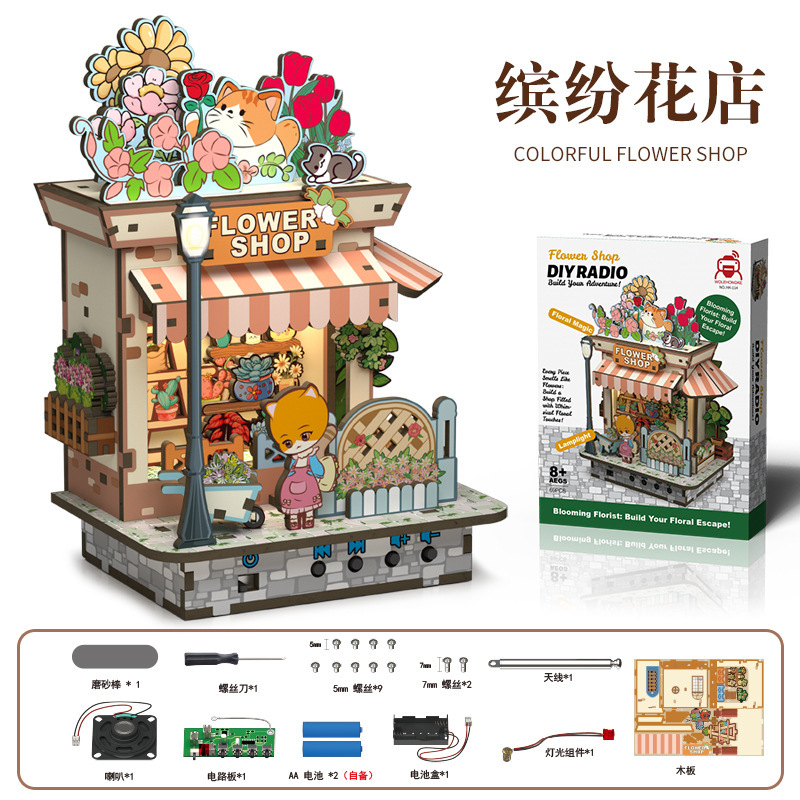Cross-Border Micro-Scene Mini Shop Series DIY Assembly Building Blocks Handmade Wooden Cabin Model Toy Decoration 6