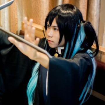 Ventas directas de la fábrica Ghost Blade transparente sin Yilang Xia Pilar negro gradiente mezclado verde Pelo Largo Cosplay peluca