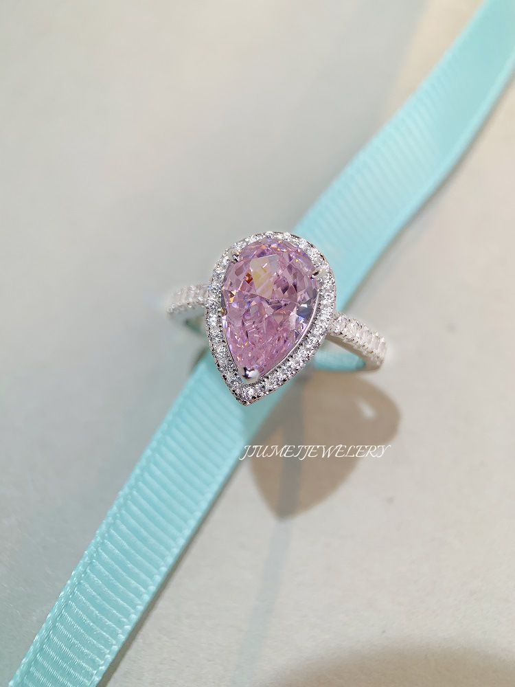 Fashion Water Droplets Sterling Silver Inlay Zircon Rings 1 Piece