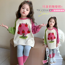 女童苹果树打底裤套装春秋款2025新款儿童韩版时尚小女孩两件套潮