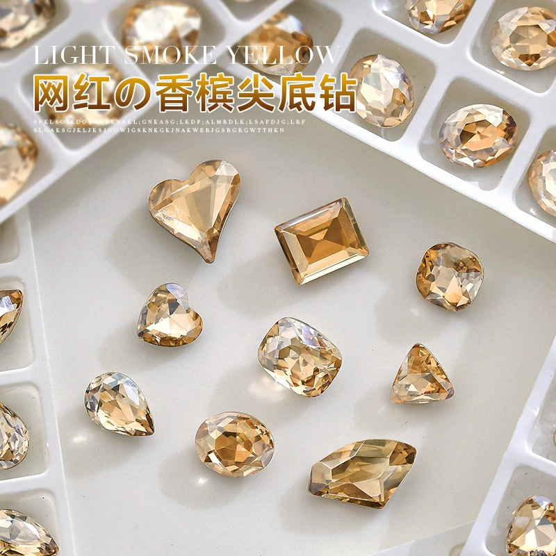 Измельченный маникюр с бриллиантами ультра-мерцающий шампанское острое дно хрустальное сверло