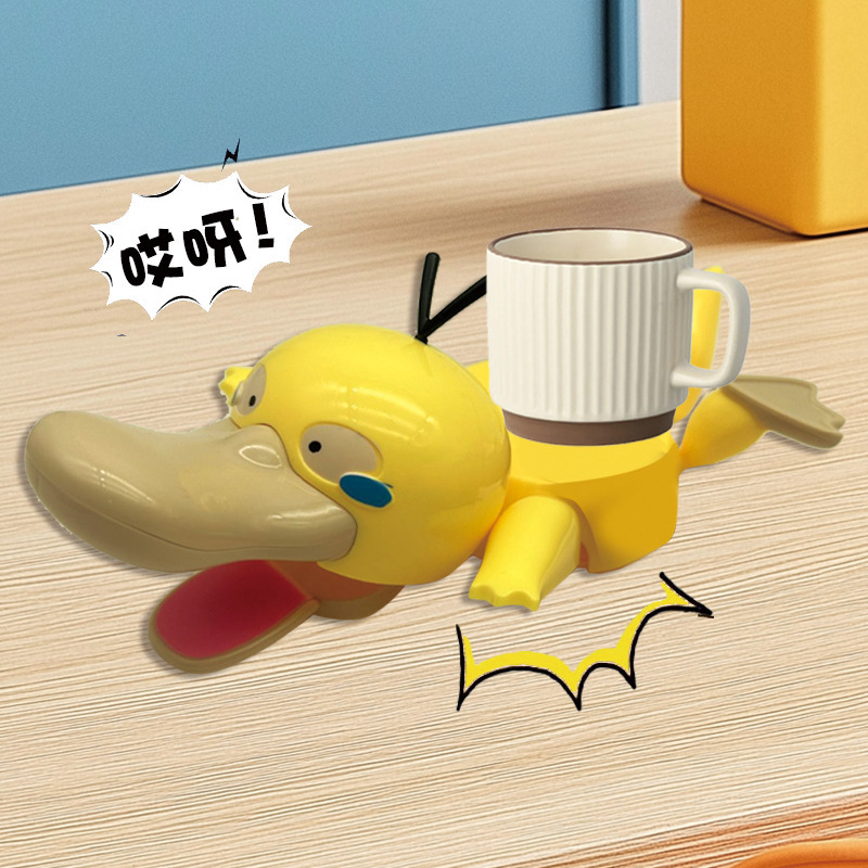 Creative Pokémon Merchandise Movable Turtle, King Squirtle, Duckling Coasters, Desktop Ornaments, Pressable, Wide-Eyed, Cute, Funny