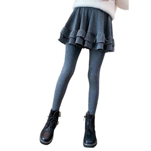 Little Girl Layered Skirt and Pants, Trendy and Versatile Spring and Autumn Outerwear for Girls, Stylish Big Kids Korean Style Pajama Pants for Children