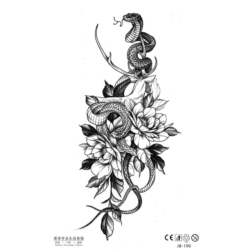 スポット卸売新品草本永久的な入れ墨入れ墨草本植物ジュースハーフアーム花柄インスタ高级感