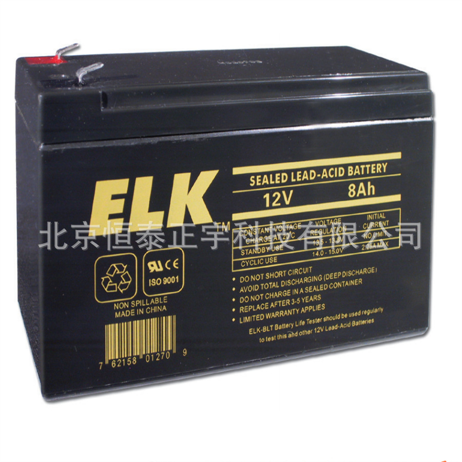 美国ELK蓄电池ELK-1280 12V8AH消防照明 机房UPS配电室