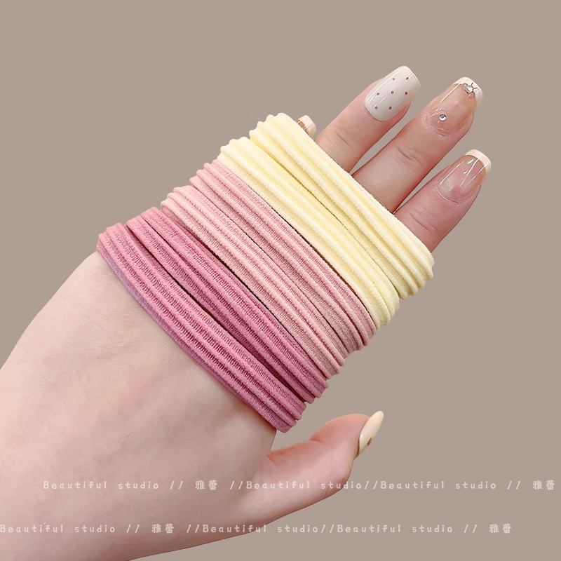 Cuerdas de cabello de cola de caballo de alta elasticidad y banda de goma duradera para niñas atadas anillo de cabello 2025 nuevo estilo simple primavera y verano cuerda de cabeza