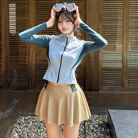 长袖泳衣潜水服女连体长裤防晒速干冲浪胖mm浮潜服水母衣大码泳衣