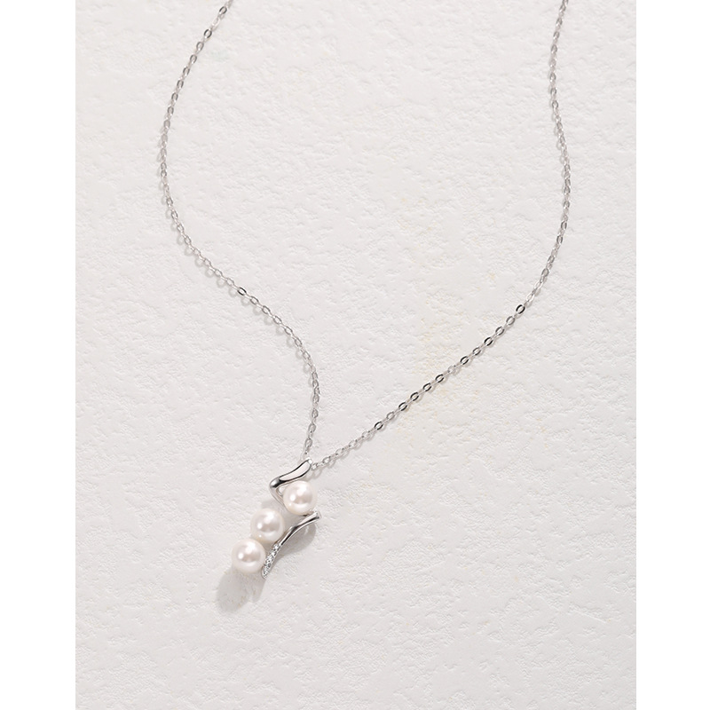 S925 plata esterlina perla colgante collar de plata esterlina luz de lujo simple nicho diseño nuevo collar clavícula cadena
