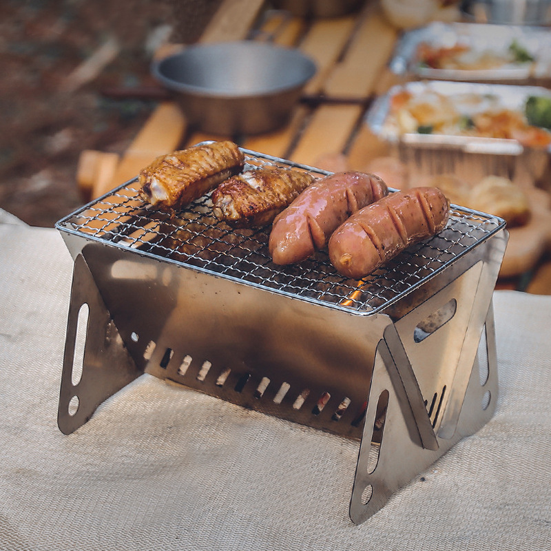不锈钢折叠烧烤炉 BBQ户外野营烧烤架便携式露营小型迷你木炭烤炉