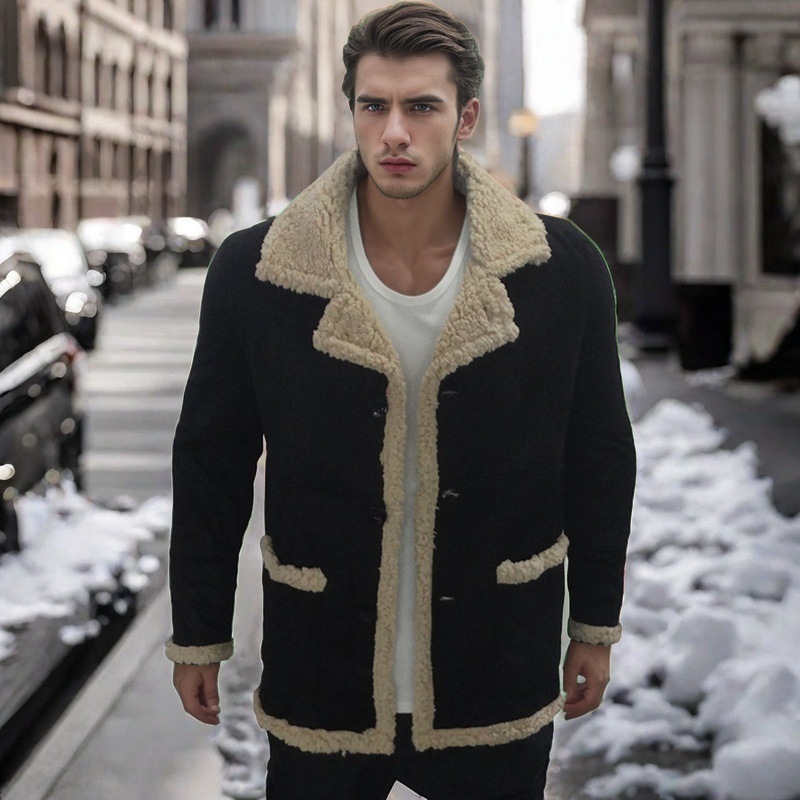 Manteau en fourrure simple pour homme, veste épaisse en polaire de cuir, explosion d'automne/hiver 2024_voghion.com