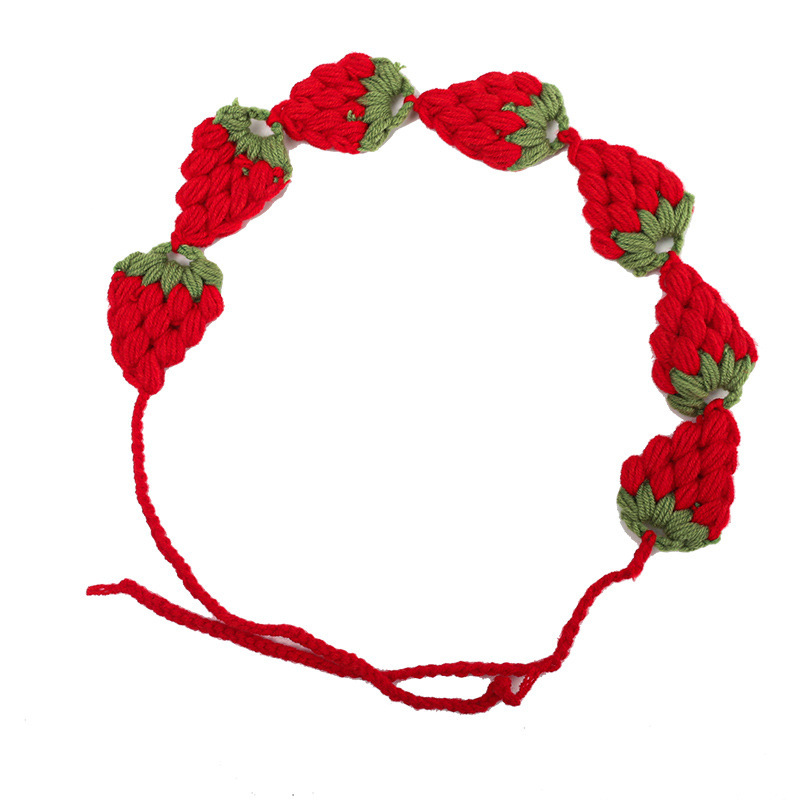 Francia cereza toallas triangulares mujeres primavera y otoño viajes padres-hijos gancho de punto flores hueco pañuelo de arte correa de pelo gorro