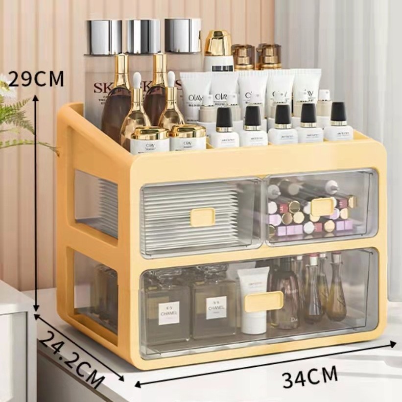 Caja de almacenamiento de cosméticos cajón transparente estante de almacenamiento de escritorio tocador caja de cosméticos estante de cuidado de la piel