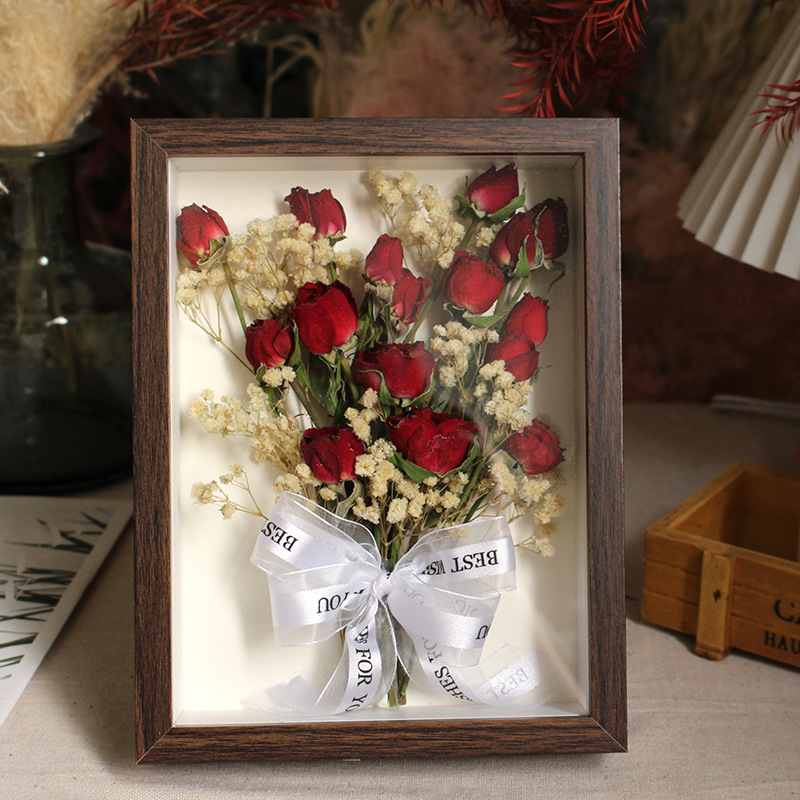 完成品フォトフレームドライ花植物標本真花薔薇家庭装飾置物祝日プレゼントプレゼントプレゼント装飾画|undefined
