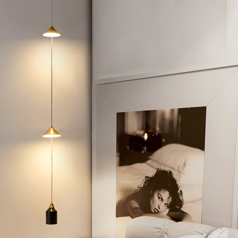 Modern light luxury minimalist bedroom bedside pendant light simple creative living room small pendant light master bedroom bedside cord atmosphere light