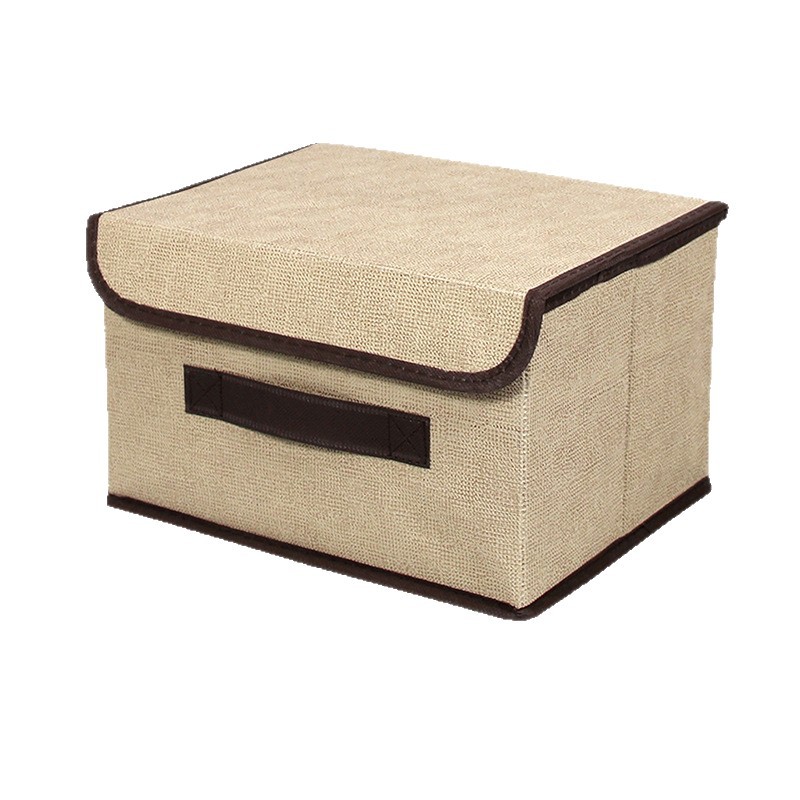 Juego de cajas de almacenamiento de tela no tejida imitación lino, cajas de almacenamiento impresas en varios tamaños, cajas de almacenamiento de tela plegables portátiles al por mayor.