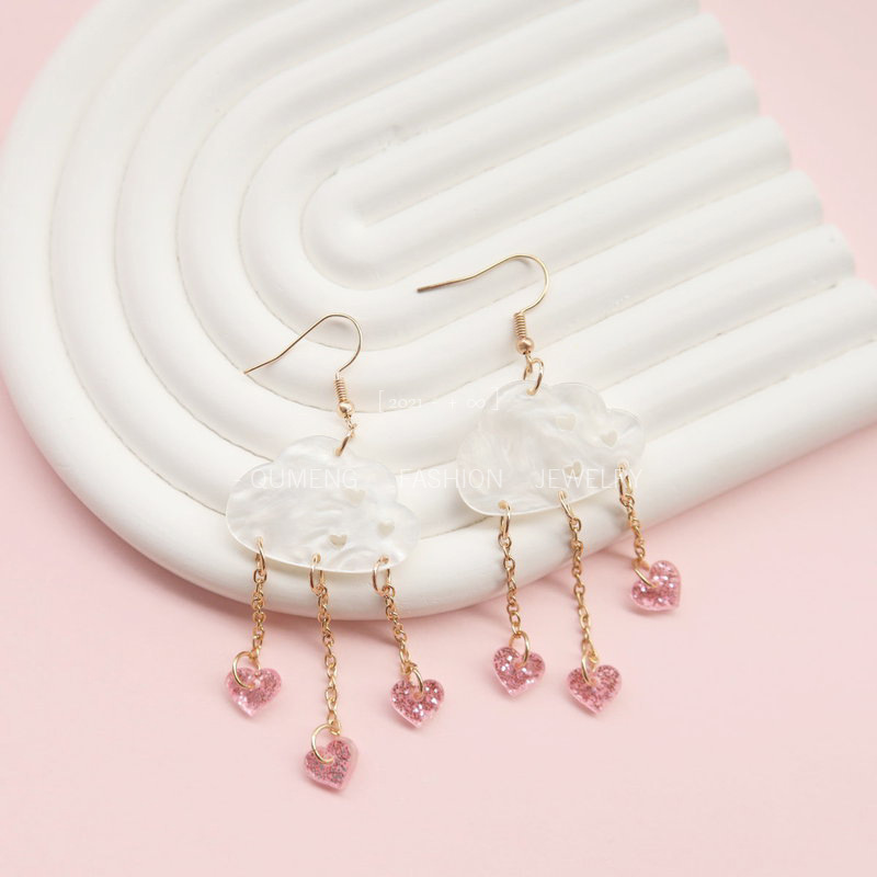 11g Weight Iron Ear Needle Material Drop Earrings Classification 1 Pair Quantity Casual Occasion Acrylic Material Heart Shape Pattern Women's Gender Simple Style Style 1 Pair Simple Style Heart Shape Arylic Drop Earrings 4
