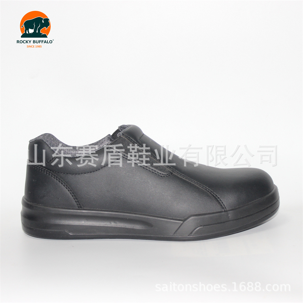 白色劳保工作超纤一脚蹬钢头PU注塑底防砸防静电防滑医疗用护士鞋