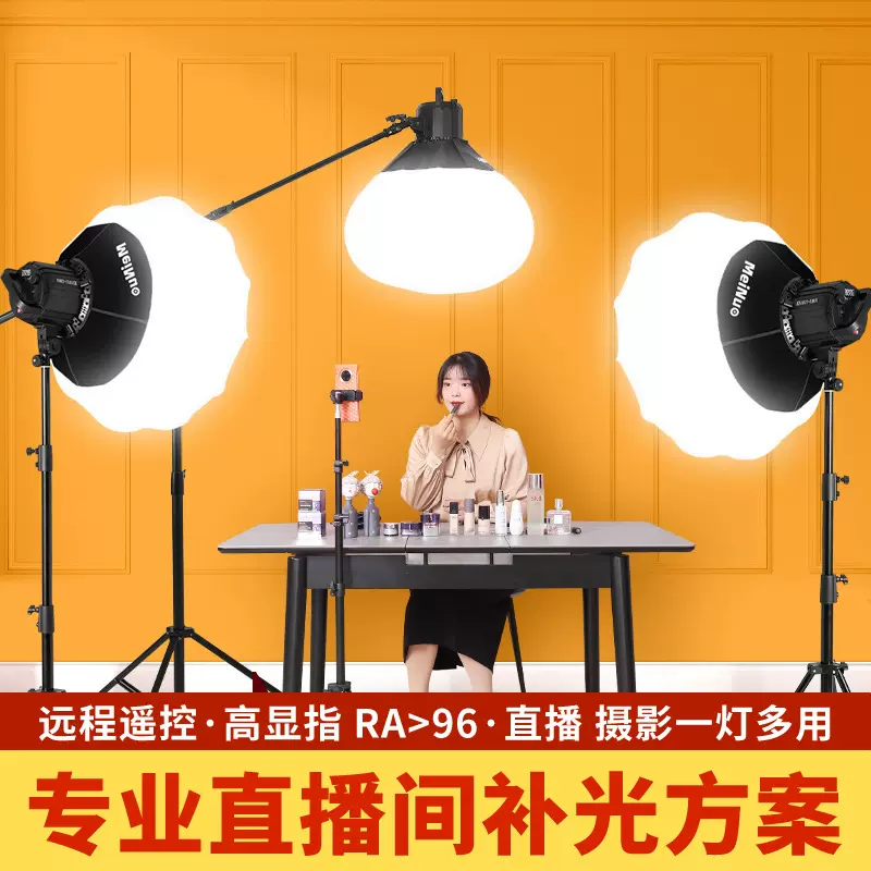 300W专业直播摄影补光灯美颜嫩肤网红拍照室内摄影太阳灯均匀显色