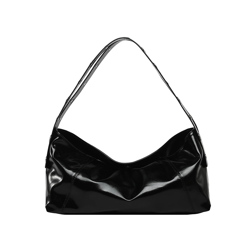 Bolso de axila retro estilo Hong Kong 2025 verano nuevo bolso femenino bolso de textura de alta calidad bolso de hombro con remaches de gran capacidad
