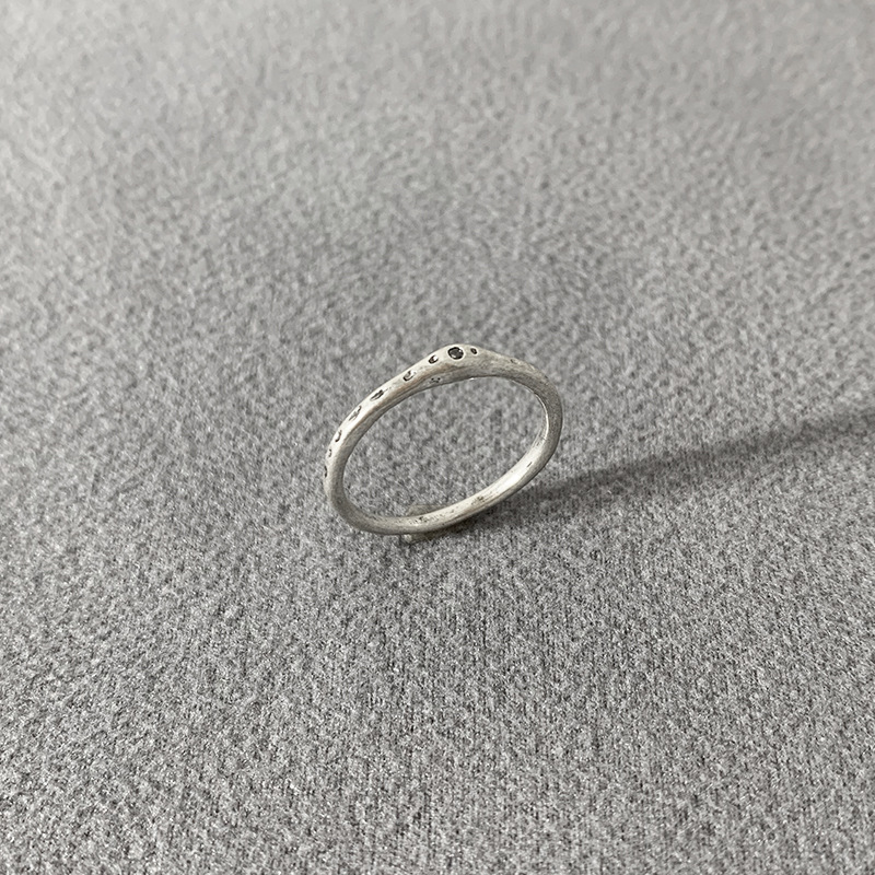 Korean Ins-style Silver Vintage Distressed Irregular Metal Ring Set, Stackable Textured Rings For Women_voghion.com