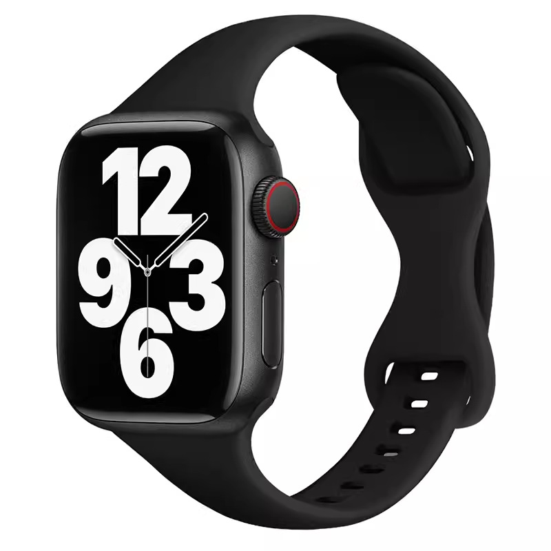 女款细硅胶蝴蝶扣表带适用AppleWatch苹果S8手表876543SE柔软运动