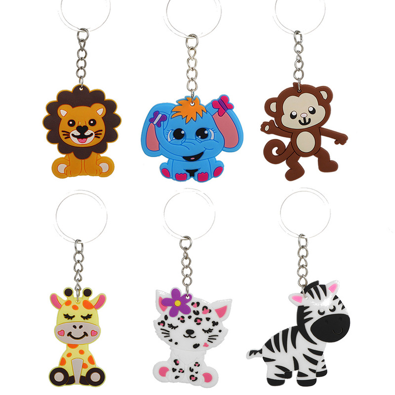 Cartoon cute animal key pendant gift jungle animal key chain pvc drop glue accessories car key chain Cartoon cute animal key pendant gift jungle animal key chain pvc drop glue accessories car key chain