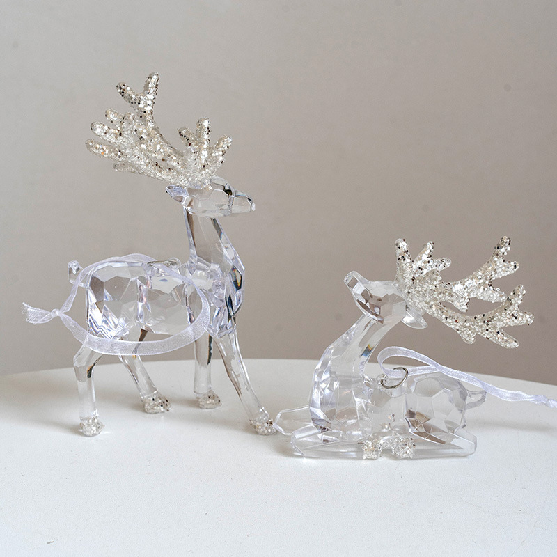 国境を越えた新しいクリスマスツリー装飾透明アクリル雪ヘラジカ天使ストラップクリスマス装飾品|undefined