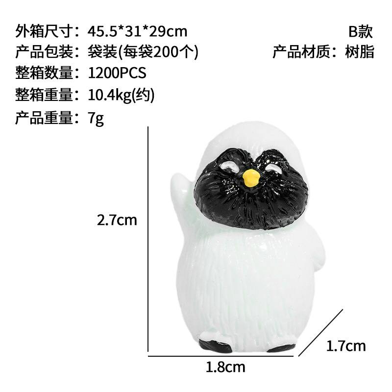 Micro paisaje de musgo decoración de escena de nieve nuevo lindo pingüino blanco y negro resina de pingüino adorno de animales de dibujos animados con