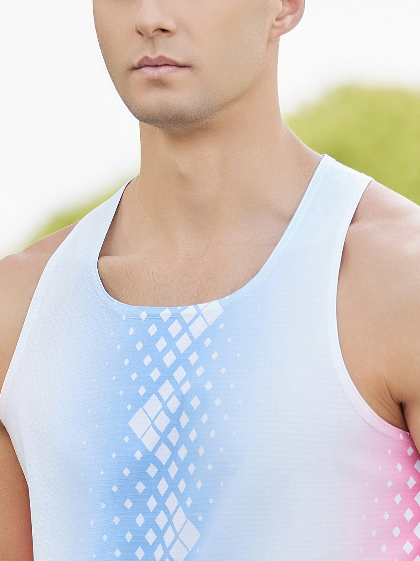Verano nuevo chaleco deportivo sin mangas gradiente estampado carreras maratón fitness transpirable de secado rápido chaleco ligero