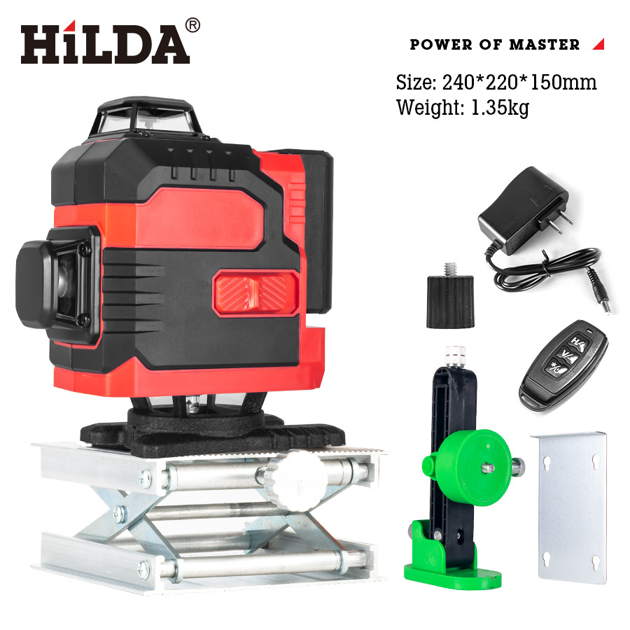 Nivel láser de alta precisión HILDA16, se puede colocar en paredes o pisos, interruptor de sensor portátil, base giratoria