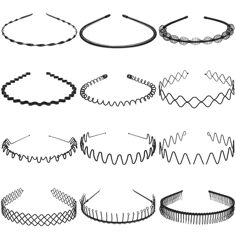 网红男女金属波浪形头箍洗脸男留长发加宽加厚发箍现货批发大发量