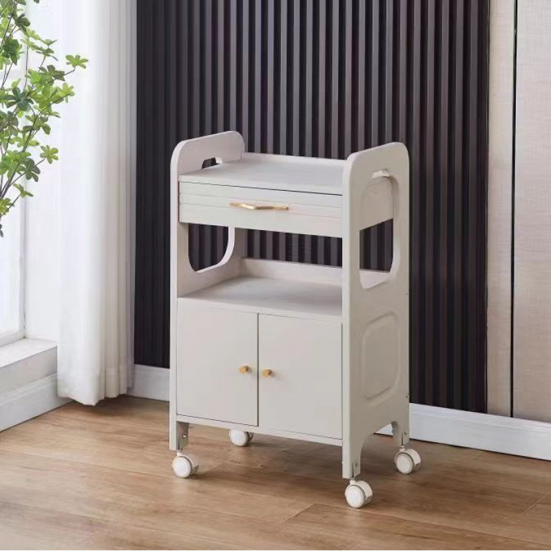 Salón de belleza carro especial gestión de la piel móvil de mano empuje estante de almacenamiento de plástico cuidado instrumento mano herramienta de empuje Coche