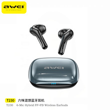 AWEI蓝牙耳机六咪混馈ANC+ENC重低音运动游戏降噪华强北无线耳机