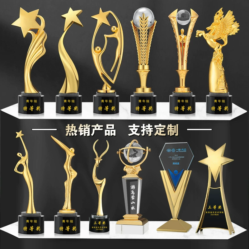 Кристаллический trophy гравированная металлическая деревянная поделка производитель Creative Pentagon Thumb Tmoet Подстанция оптовая продажа