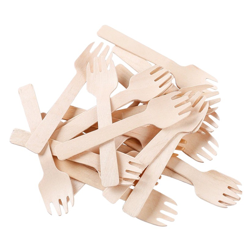 Disposable Degradable Wooden Fork Afternoon Tea Fruit Cake Fork Restaurant Ice Cream Trial Fork Multipurpose Wooden Fork