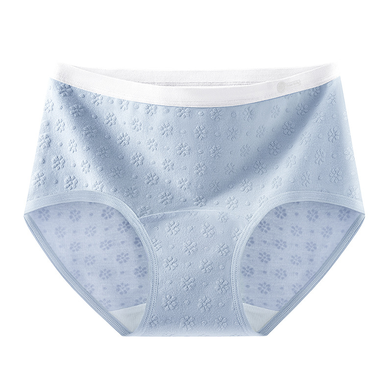 2024 nuevo estilo de algodón puro 7A, entrepierna de algodón inhibitoria y alargada, jacquard de cintura media de grado médico, ropa interior de mujer transpirable y sin costuras