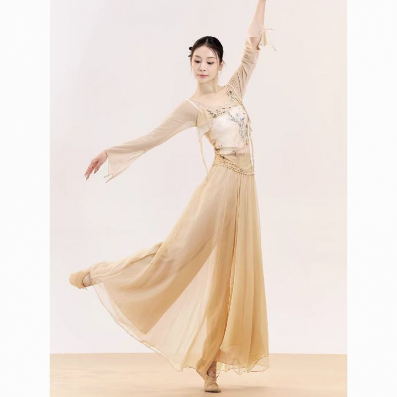 Classical Dance Classical Body Rhyme Elegant Performance Coat Trumpet Body Top Chinese Performance Practice Dance Coat
