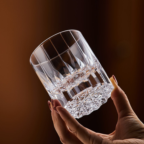 Edo Cut Glass Whiskey Cup K9 Crystal Glass Heavy-Feeling Liquor Cup High-End Hand-Carved Glass Cup