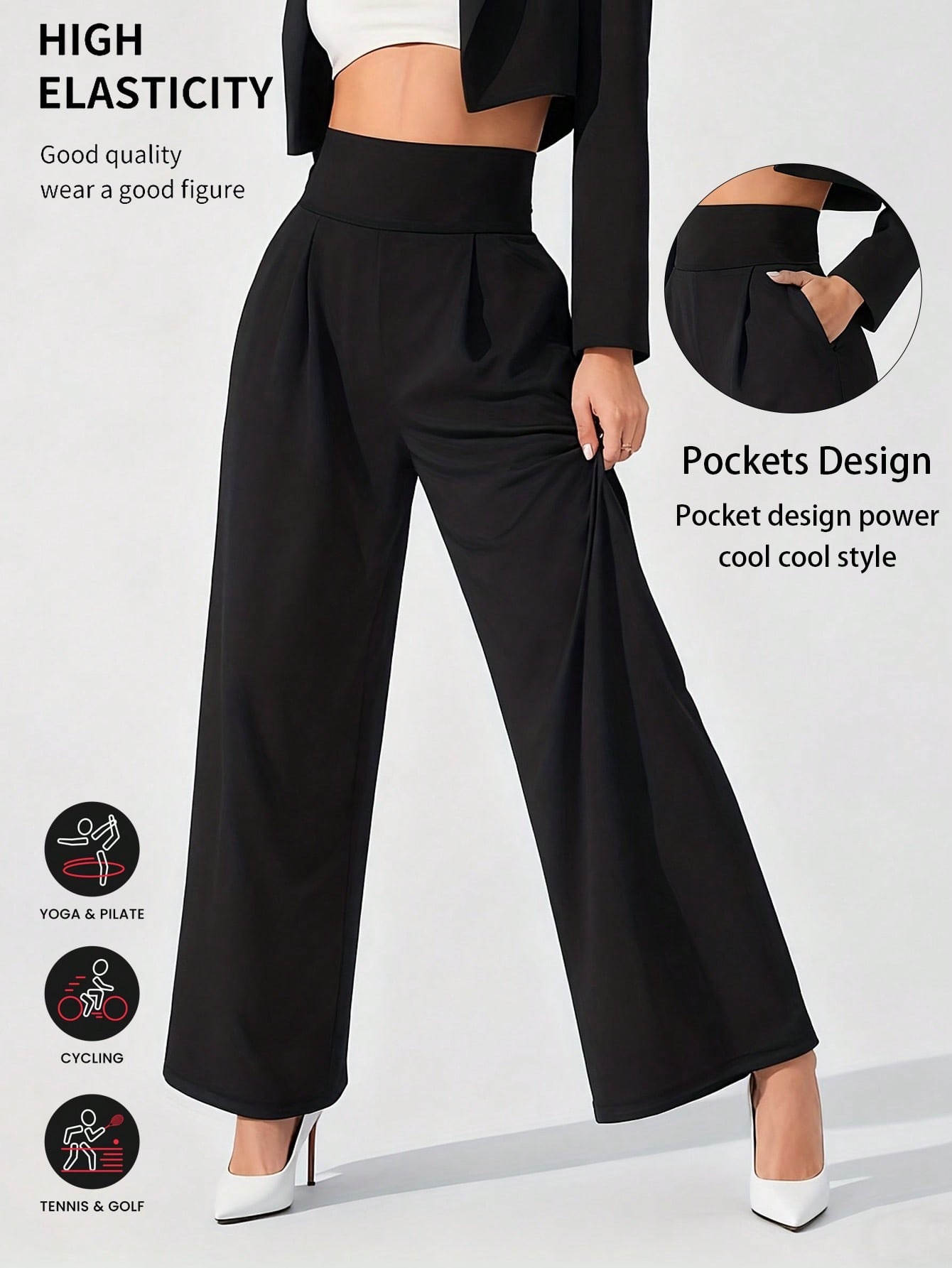 Europa y los Estados Unidos cruzan la frontera pantalones de traje de piernas anchas pantalones de yoga de cintura alta relajados pantalones de fitness casuales pantalones de moda deportes minimalistas pantalones femeninos image 1