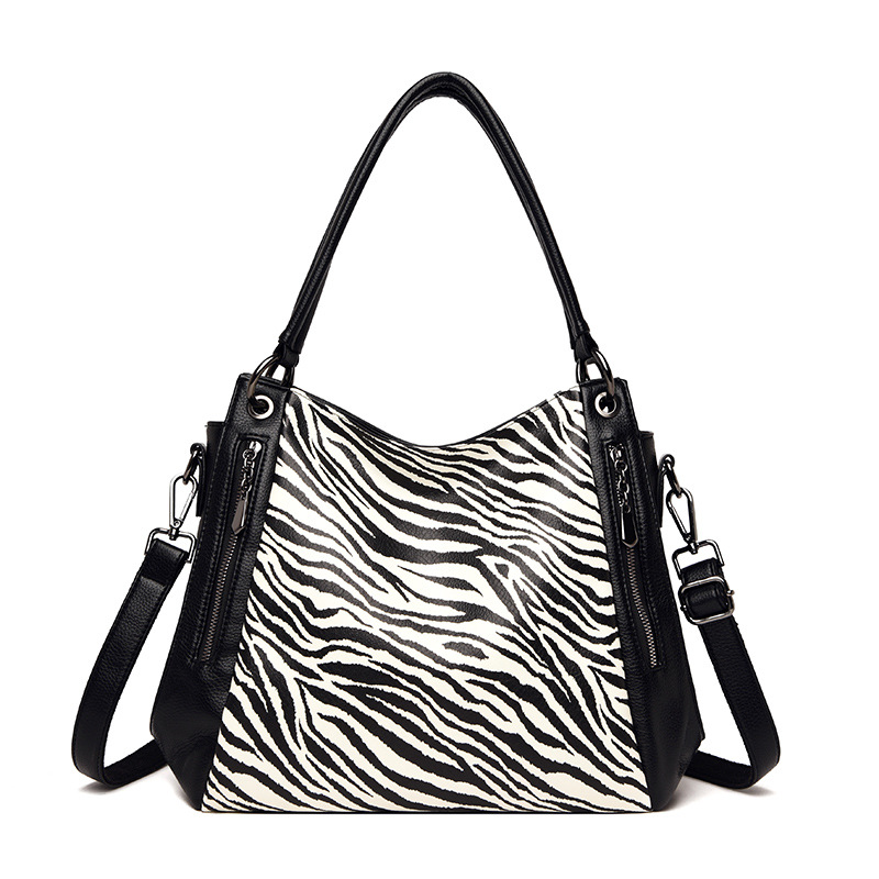 Bolso de mujer de moda transfronteriza 2021 europeo y americano nuevo estampado de leopardo cebra Tote cuero casual bolso suave bolso de hombro portátil