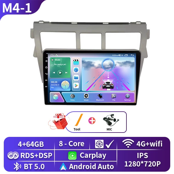 Подходит для моделей Toyota Vios 07-12, Toyota Vios, Carplay