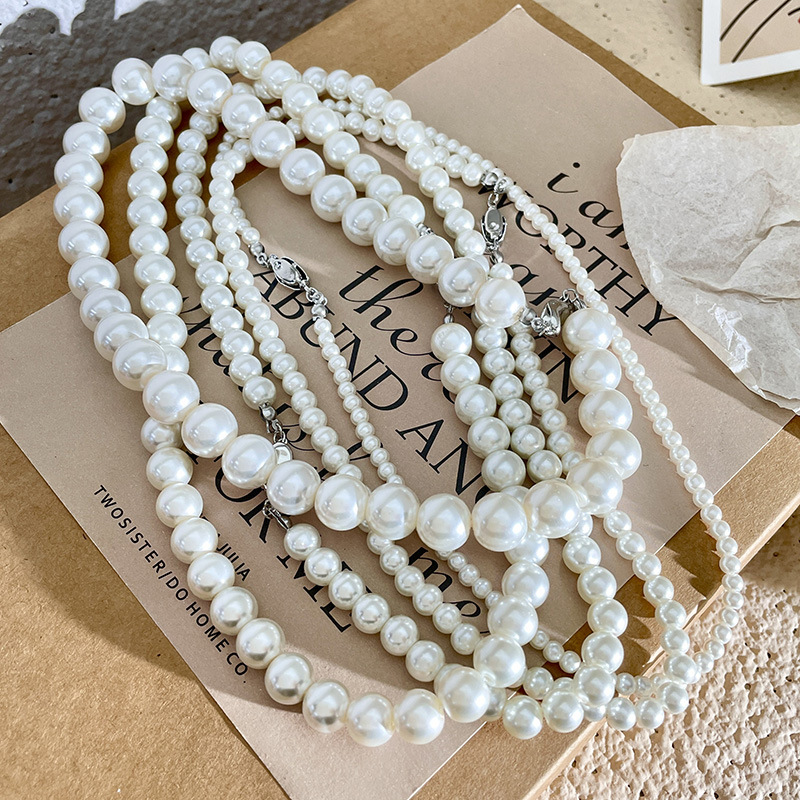 消失的她倪妮同款高亮珍珠项链女轻奢小众颈链高级感白珍珠锁骨链